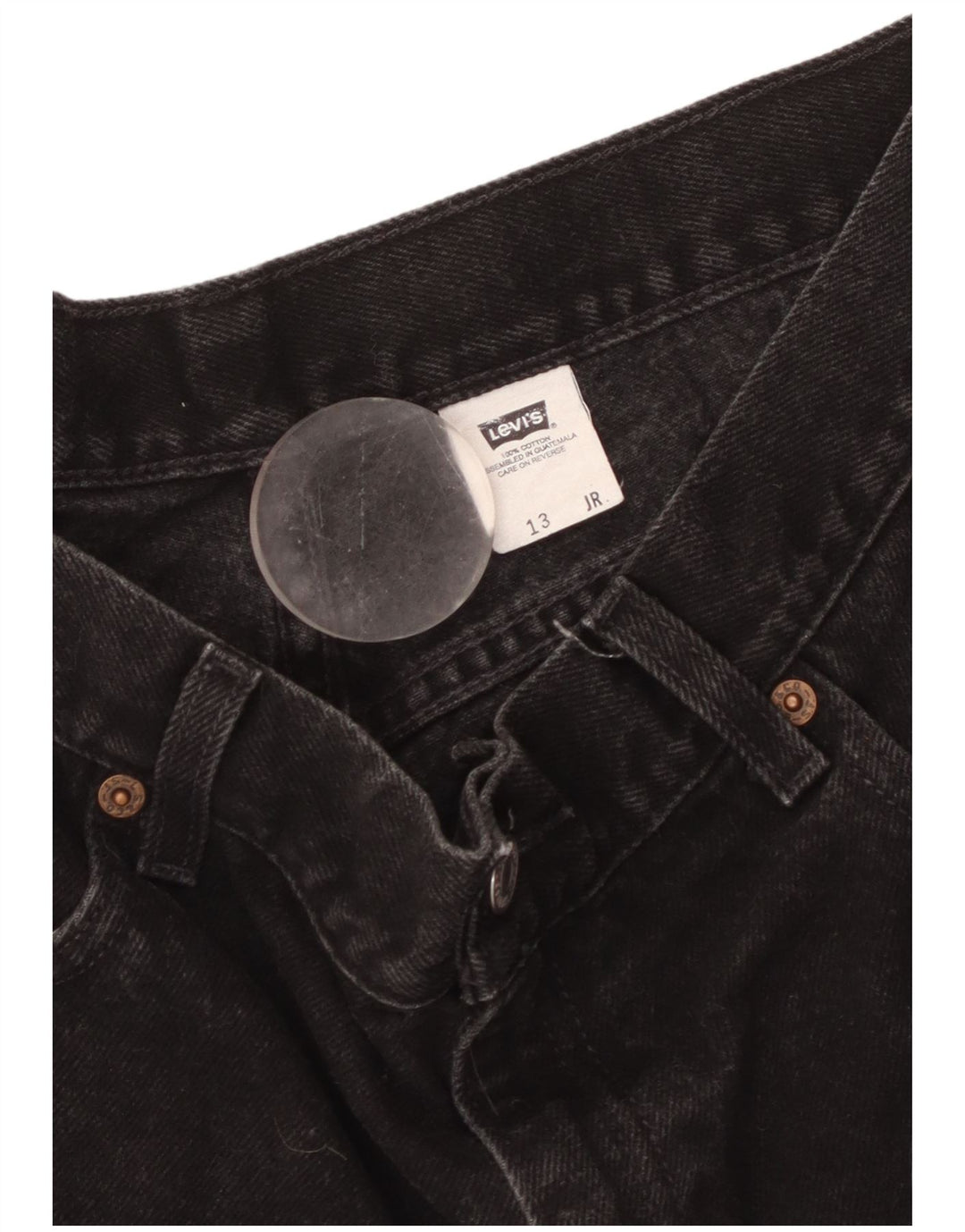 Pantaloni scurți Levi's din denim cu talie înaltă pentru femei, mărimea 13, bumbac negru mare
