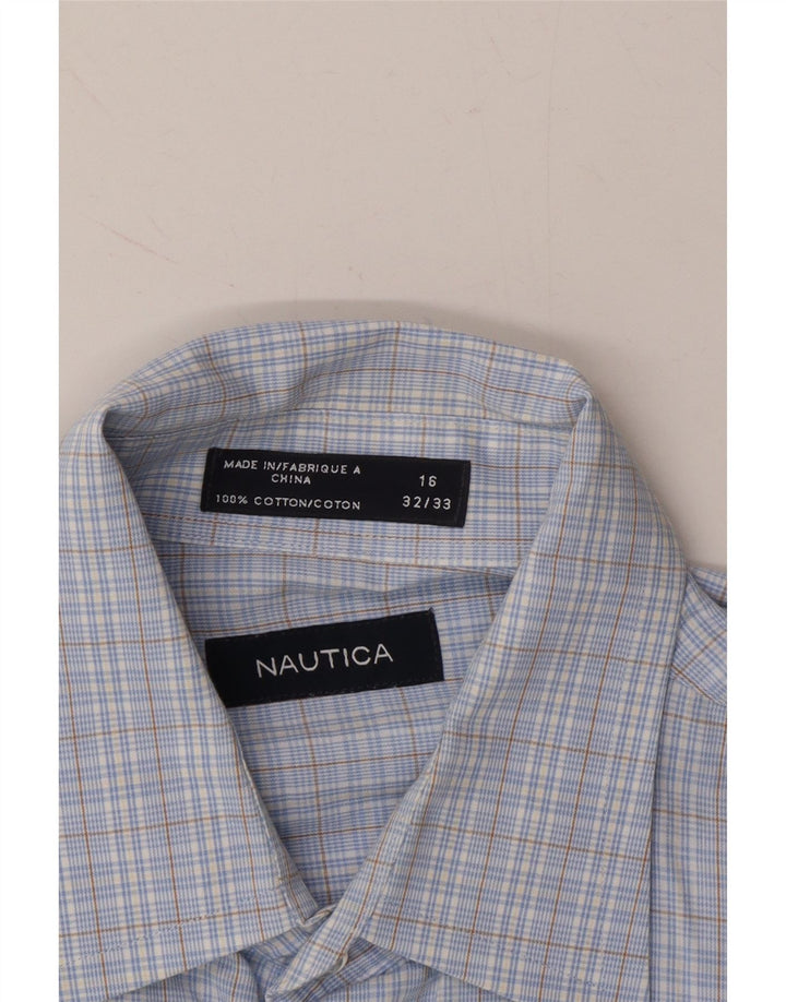 NAUTICA Mens Shirt Size 16 Large Blue Check Cotton Vintage Nautica and Second-Hand Nautica from Messina Hembry 