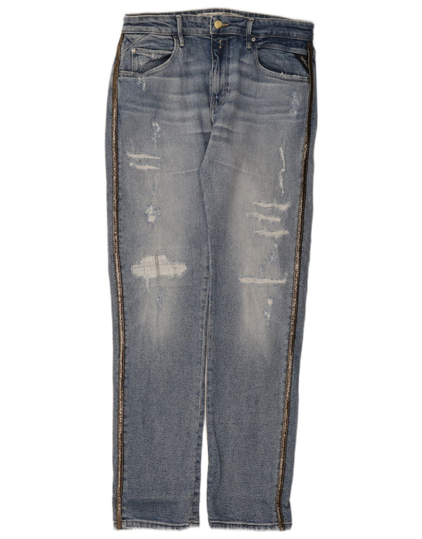 Replay Womens Distressed Tapered Jeans W30 L31 Blue
