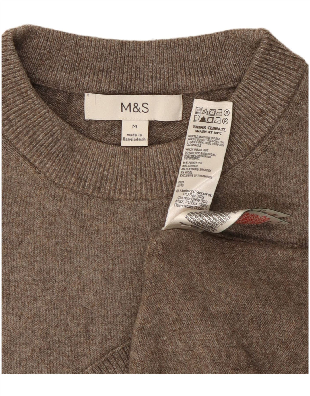 Pulover Marks & Spencer pentru femei cu gât roșu, gri mediu, UK 14