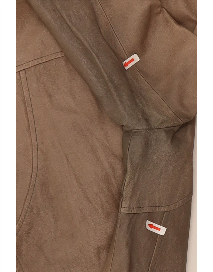 Jachetă din piele vintage pentru femei UK 10 Small Beige