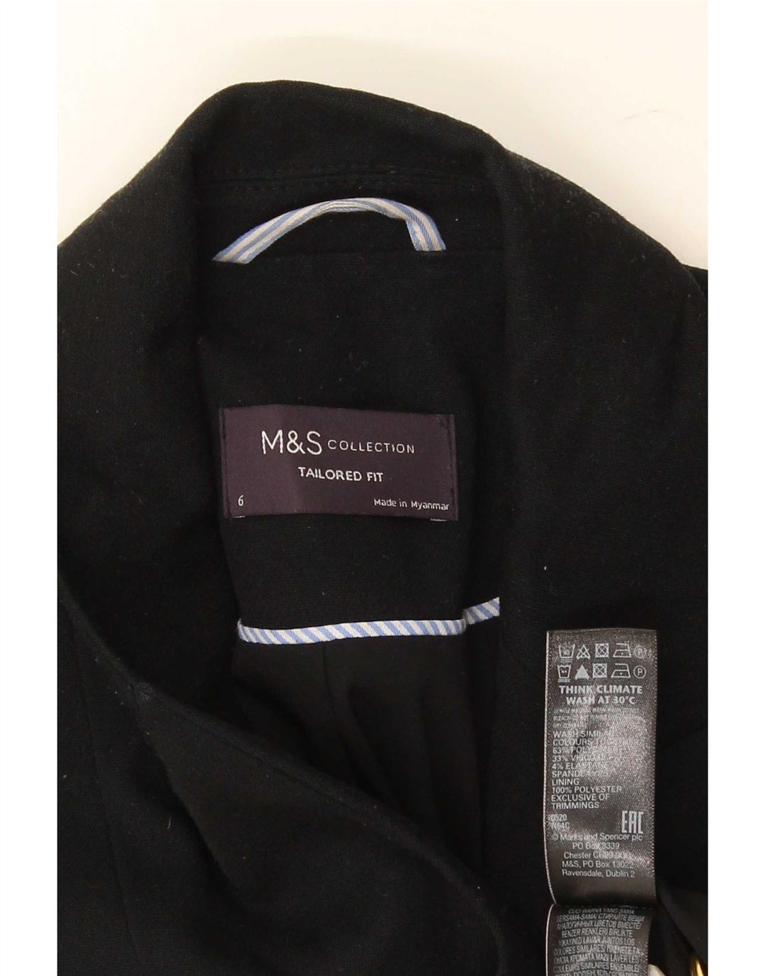 Jachetă pentru femei Marks & Spencer Tailored Fit Blazer UK 6 XS Negru