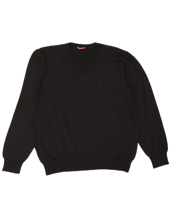 Pulover pentru bărbați Carrera cu decolteu în V, 2XL, lână neagră