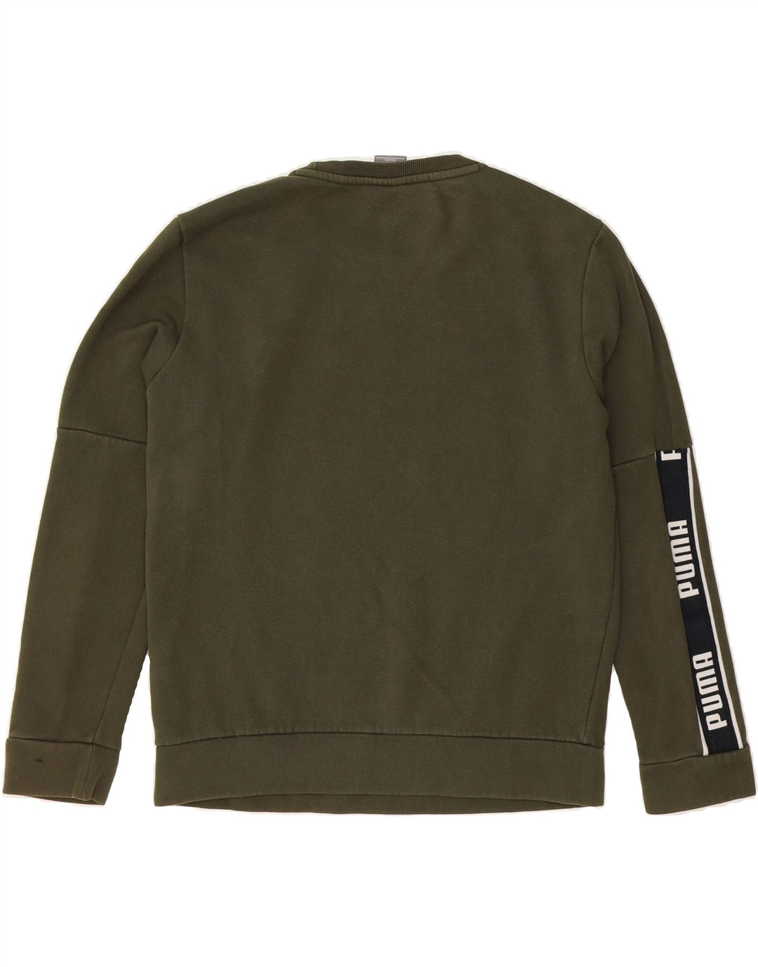 PUMA Mens Graphic Sweatshirt Jumper Small Green Colourblock Cotton Vintage Puma and Second-Hand Puma from Messina Hembry 
