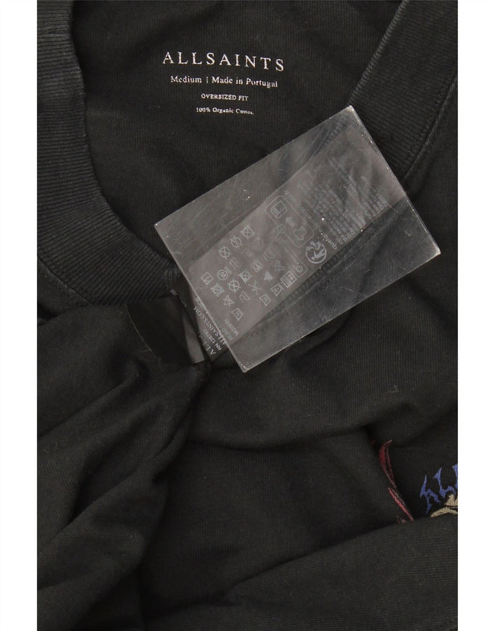 ALL SAINTS Tricou grafic supradimensionat pentru bărbați Top mediu din bumbac negru