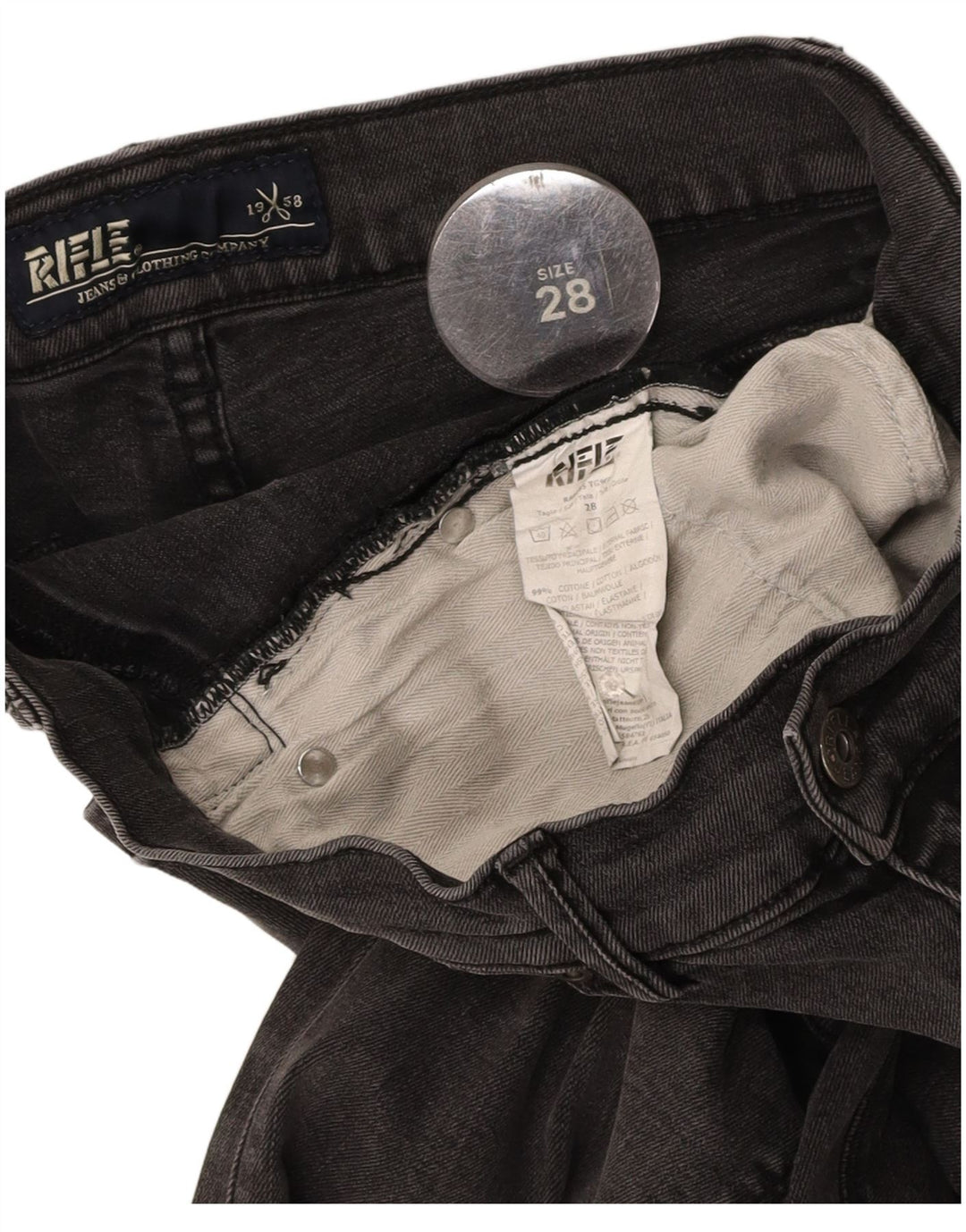 RIFLE Womens Slim Jeans W28 L30 Grey Cotton