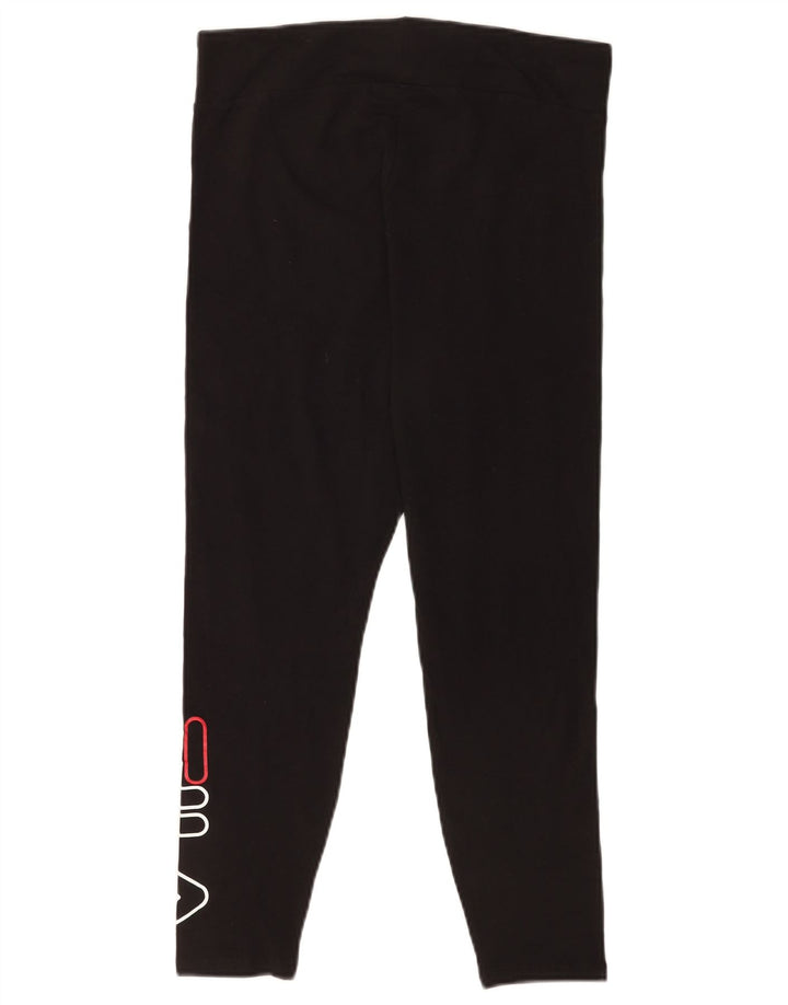 Leggings crop cu grafic pentru femei Fila, bumbac negru mare