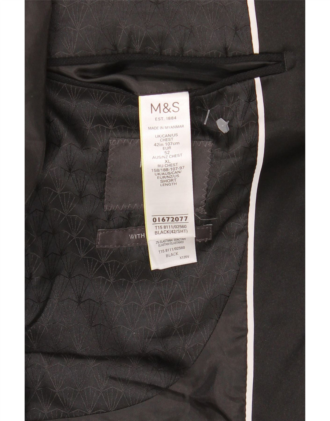 Jachetă pentru bărbați Marks & Spencer pentru bărbați, cu 1 nasture, UK 42 Poliester negru mare