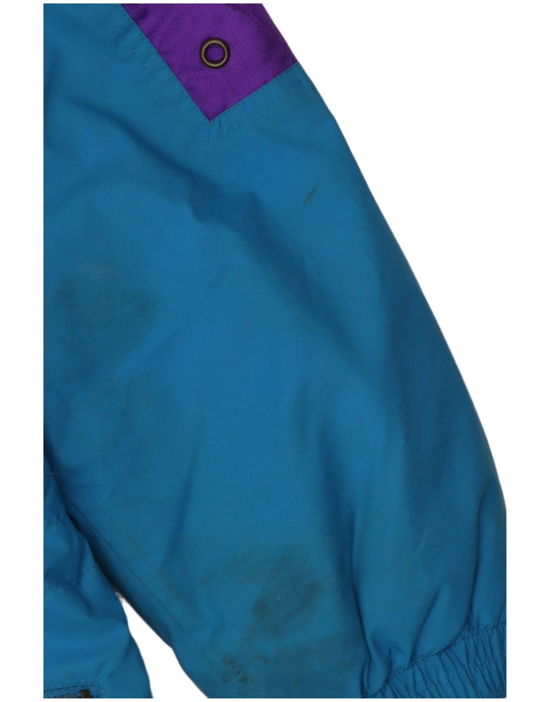 Jachetă de schi cu glugă vintage pentru bărbați UK 38 Medium Blue Colorblock Poliester