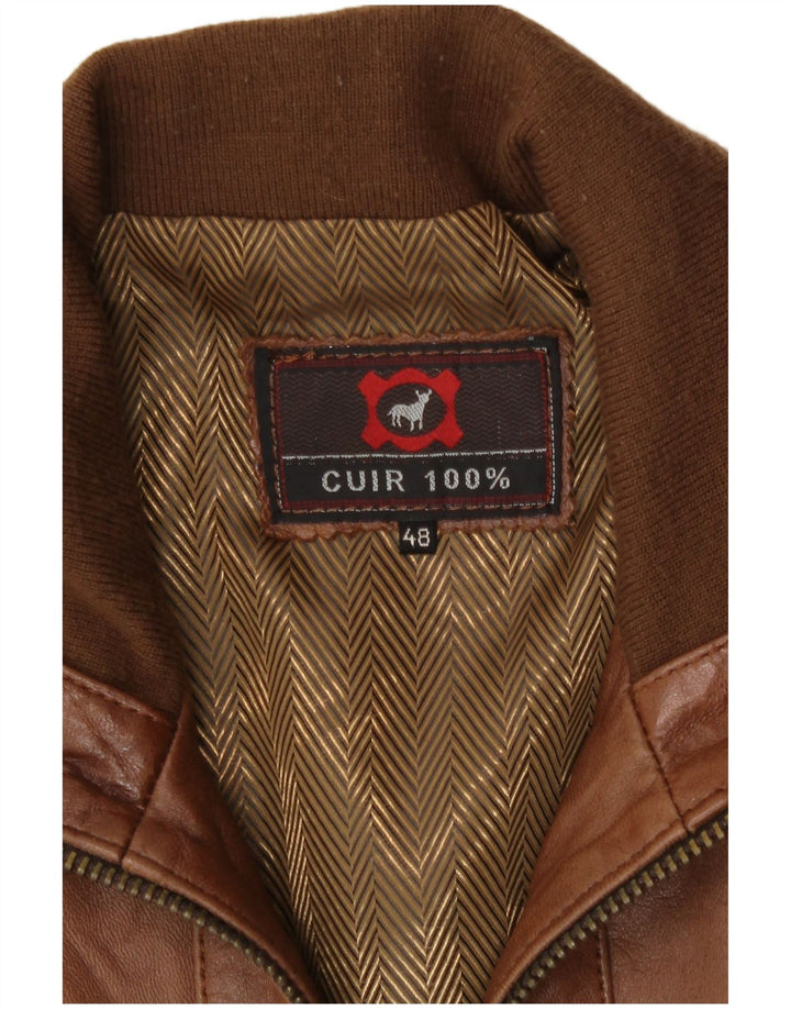 Jachetă Bomber din piele vintage pentru bărbați IT 48 din piele maro medie