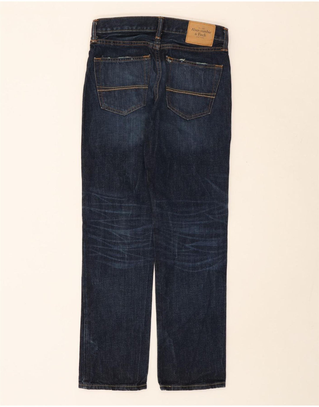 ABERCROMBIE & FITCH Blugi Distressed Straight pentru bărbați W28 L30 Bleumarin
