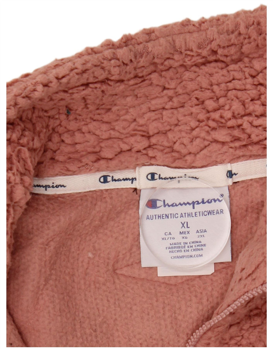 CHAMPION Pulover oversize din lână, cu fermoar și cu fermoar, UK 18 XL, roz