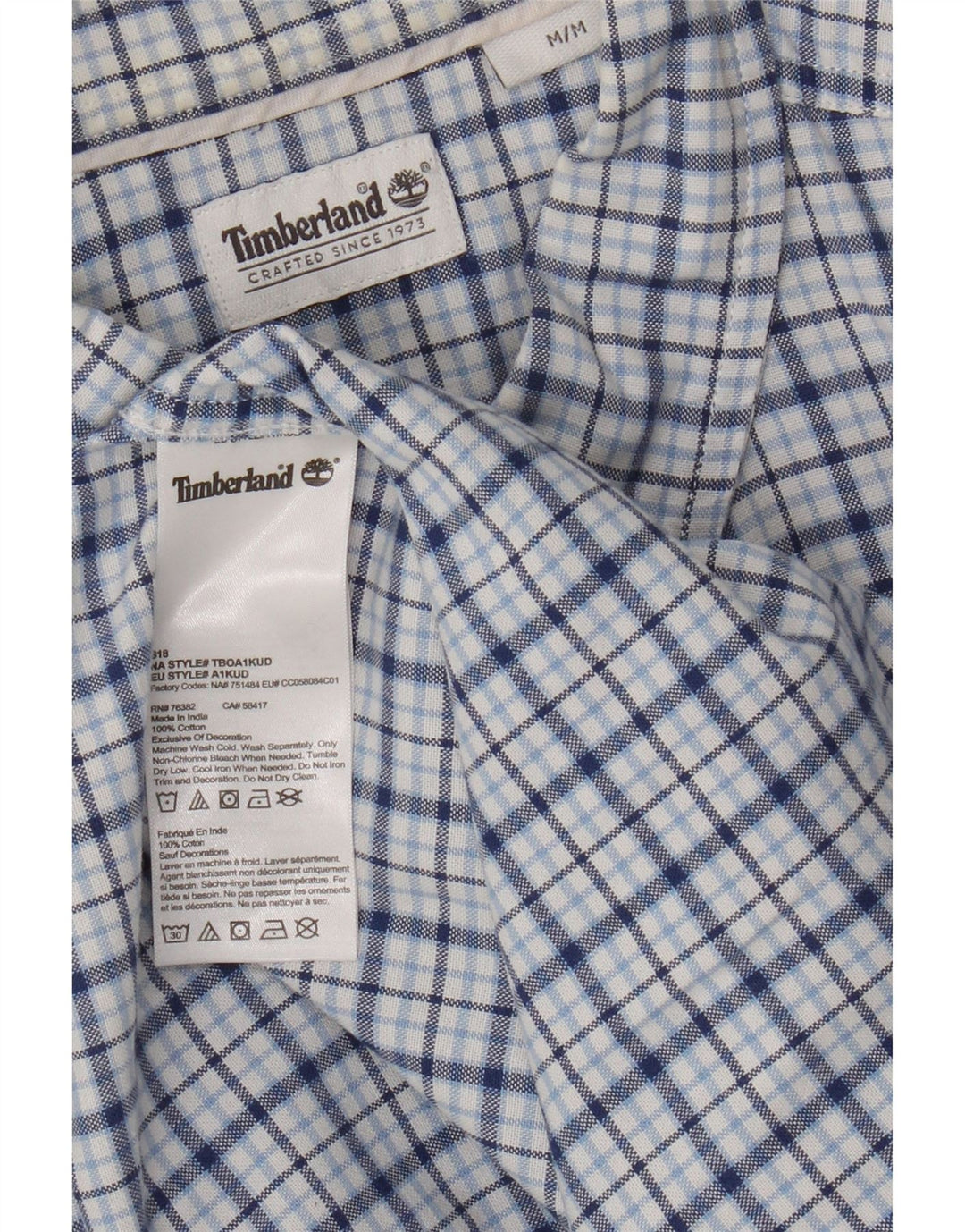 Cămașă pentru bărbați Timberland, bumbac cu carouri albastru mediu