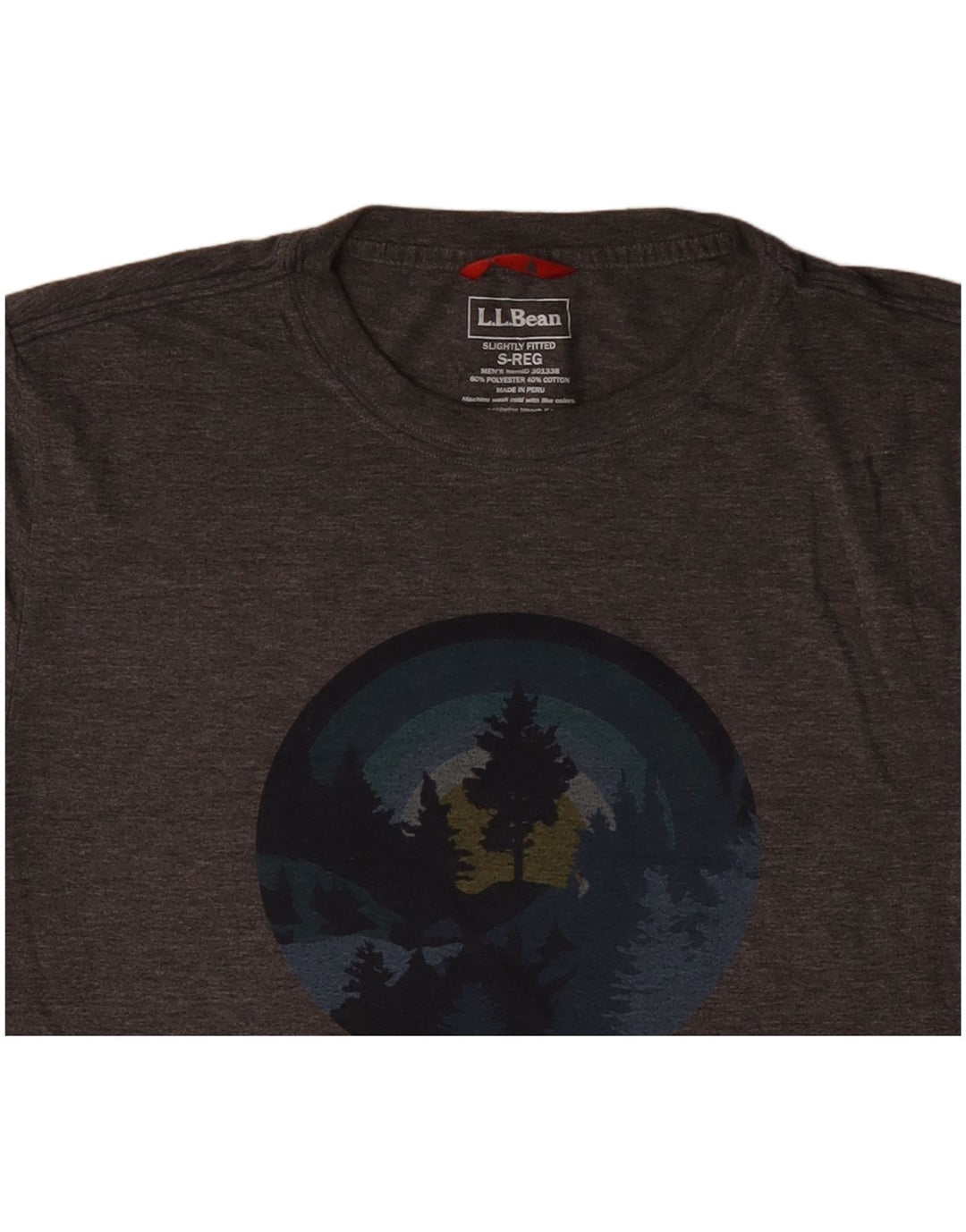 L.L.BEAN Tricou grafic ușor mulat pentru bărbați Top mic, gri, pete