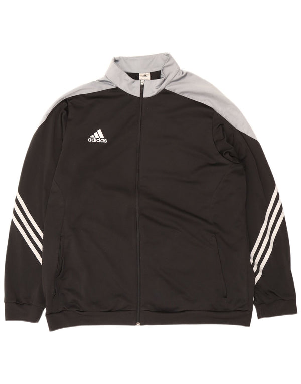 Adidas Mens Tracksuit Top Jacket 2XL Black Colourblock Polyester