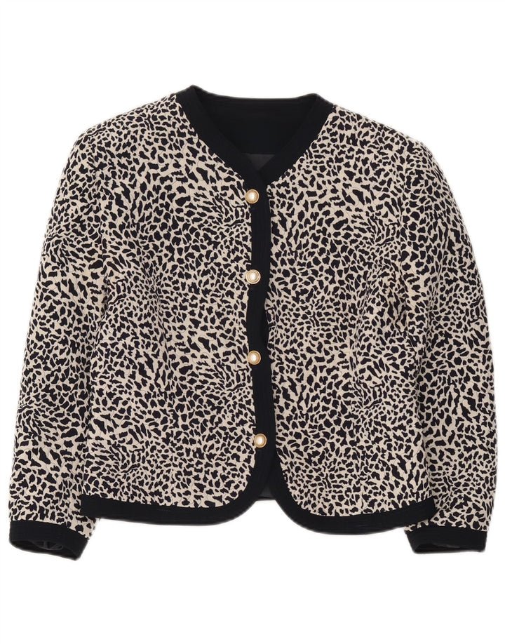 Jachetă vintage pentru femei cu mâneci 3/4 IT 44 Medium Black Animal Print