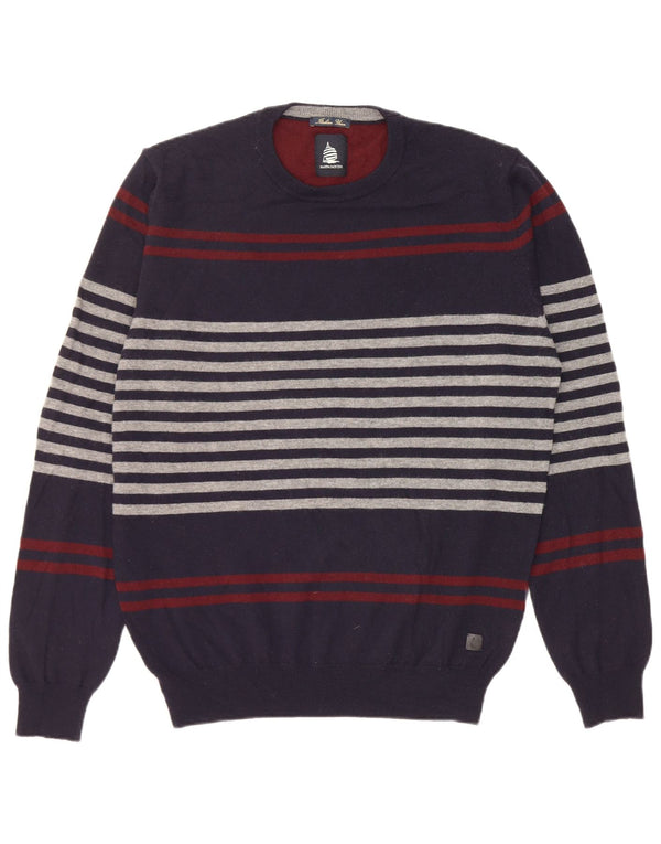 Marina Yachting Pulover pentru bărbați cu gât crew pulover XL bleumarin cu dungi