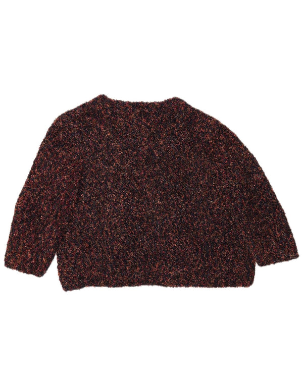VINTAGE Pulover cardigan crop pentru femei UK 14 Medium Burgundy Flecked