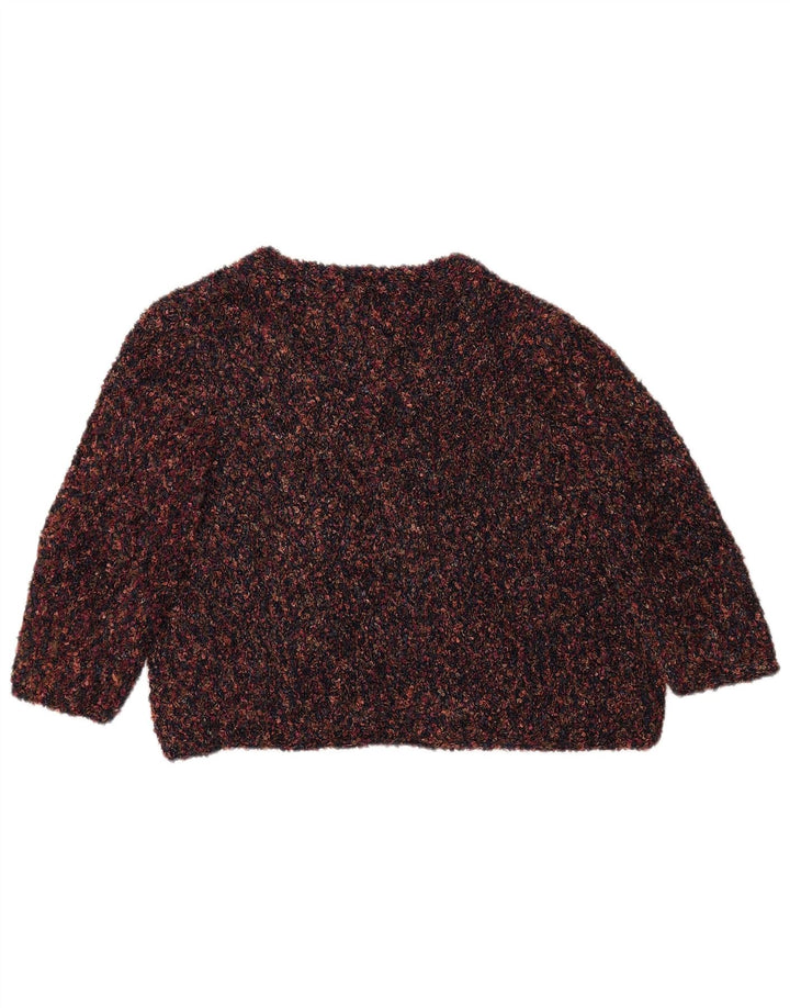 VINTAGE Pulover cardigan crop pentru femei UK 14 Medium Burgundy Flecked