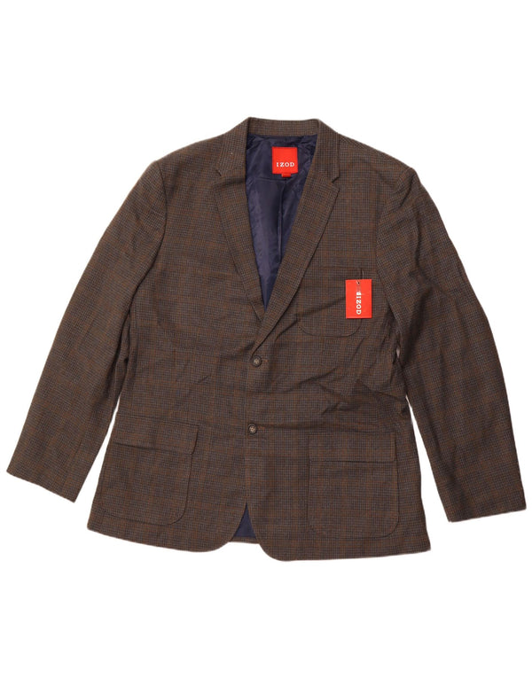 Jachetă IZOD pentru bărbați, cu 2 nasturi, UK 42 XL, poliester cu carouri gri