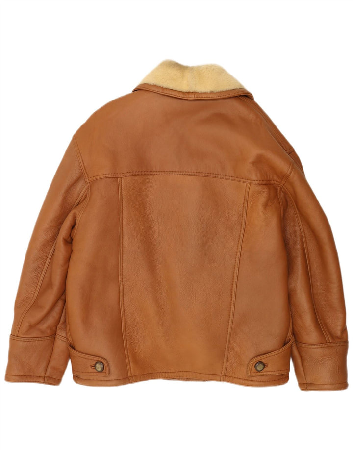 Jachetă vintage pentru bărbați din shearling IT 50 mare, maro, din shearling
