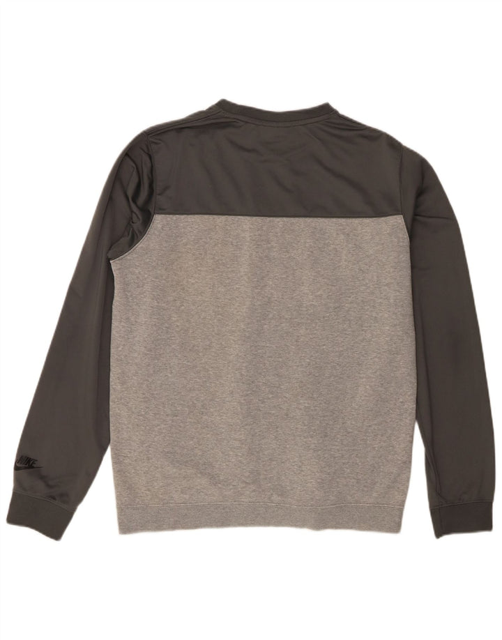 Hanorac grafic pentru bărbați Nike Pulover Medium Gri din bumbac color bloc