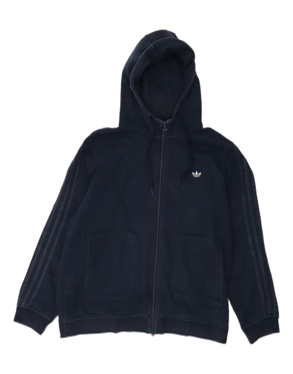 Pulover Adidas pentru bărbați, cu fermoar, bumbac, albastru, mare