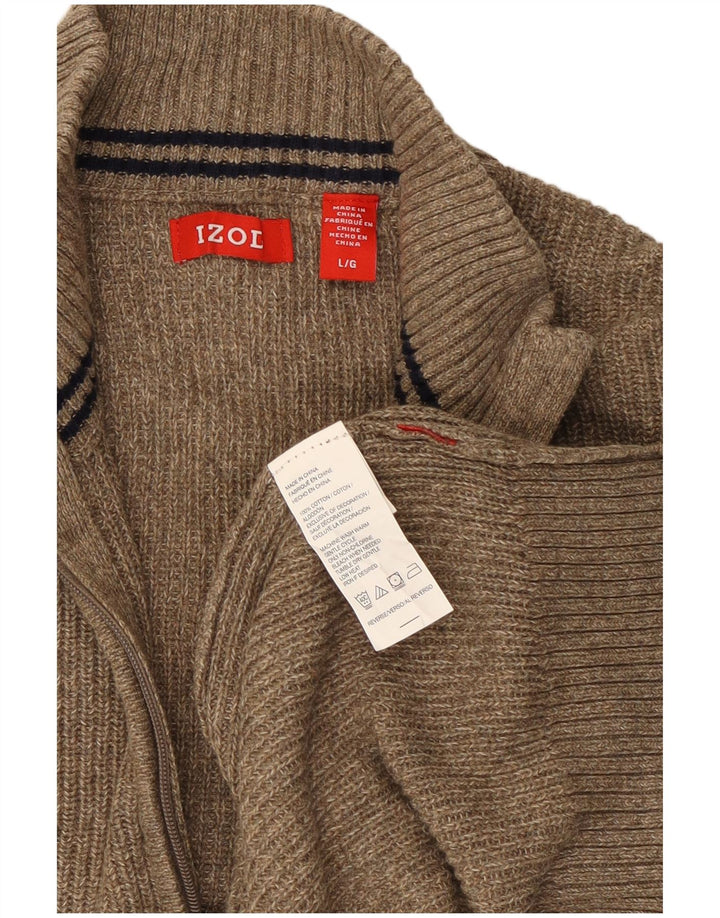 Pulover Izod pentru bărbați, cu fermoar și gât, din bumbac verde mare