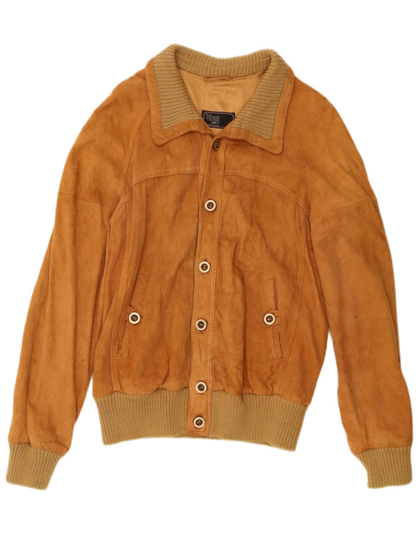 Jachetă Bomber Vintage pentru bărbați din piele intoarsa IT 54 2XL din piele maro