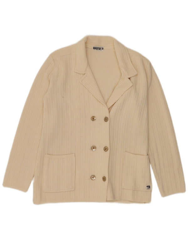 Pulover cardigan supradimensionat pentru femei CAGI IT 34 2XS alb catifelat