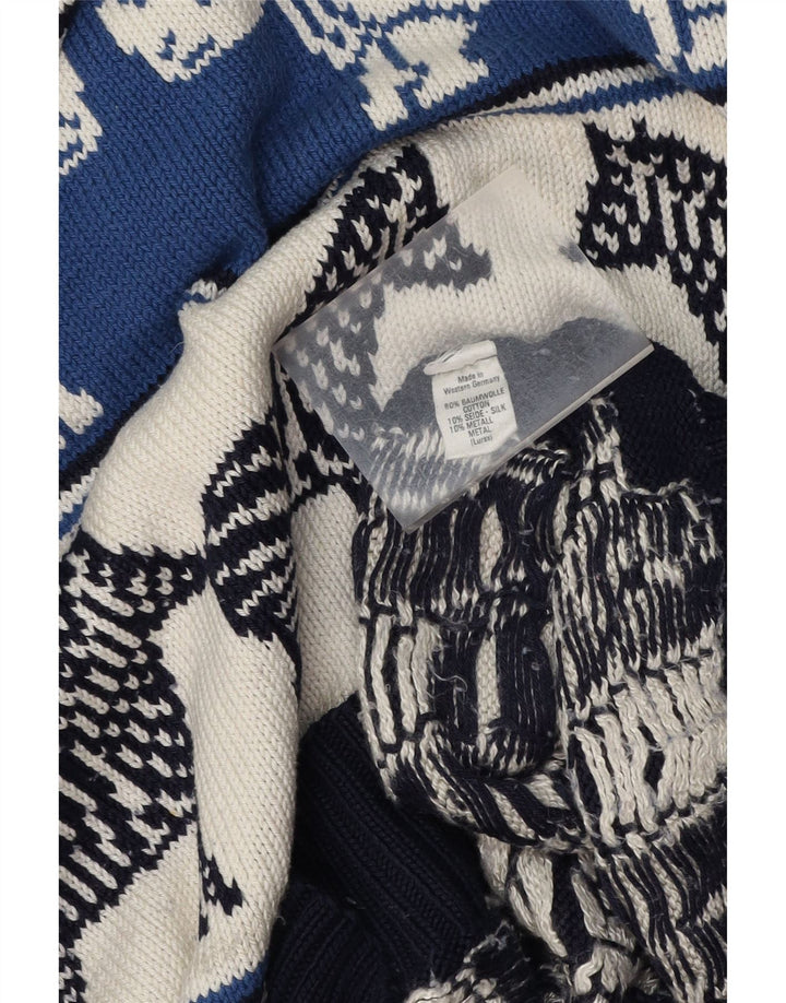 Pulover VINTAGE pentru femei cu decolteu rotund Marea Britanie 18 XL bleumarin cu imprimeu animal