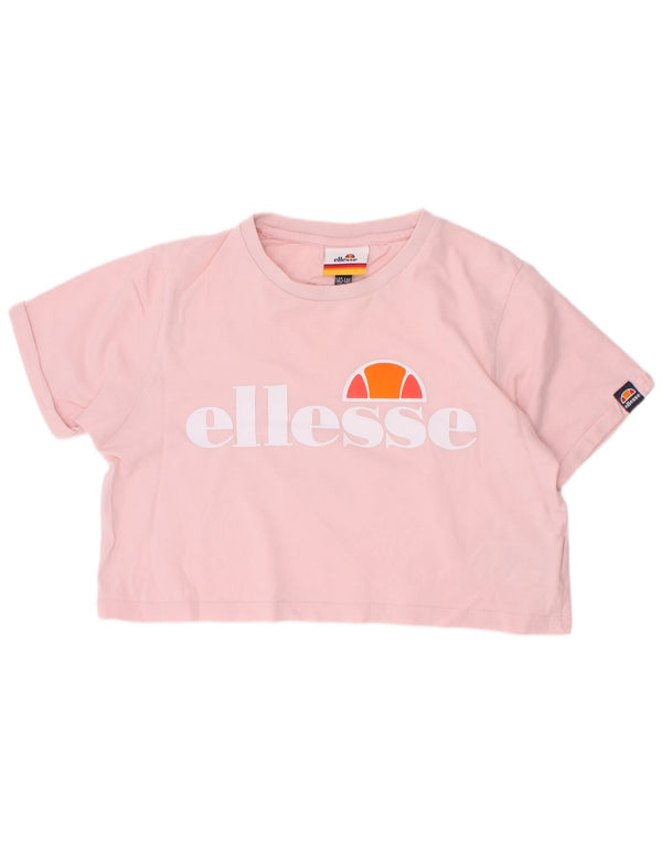 Tricou cu grafic crop Ellesse pentru fete Top 10-11 ani bumbac roz