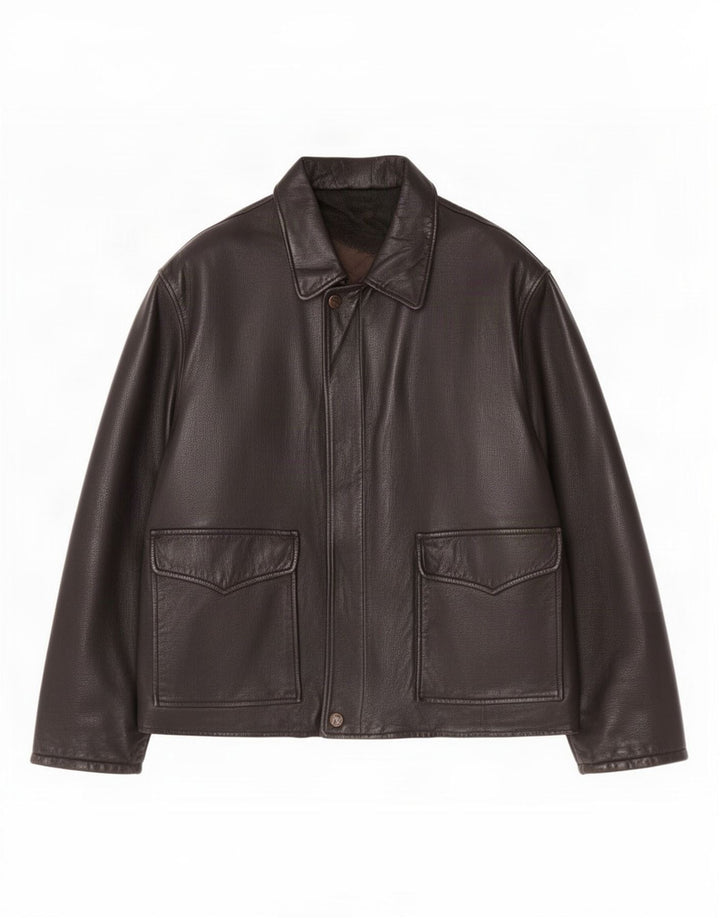 Jachetă de piele vintage pentru bărbați UK 42 XL neagră