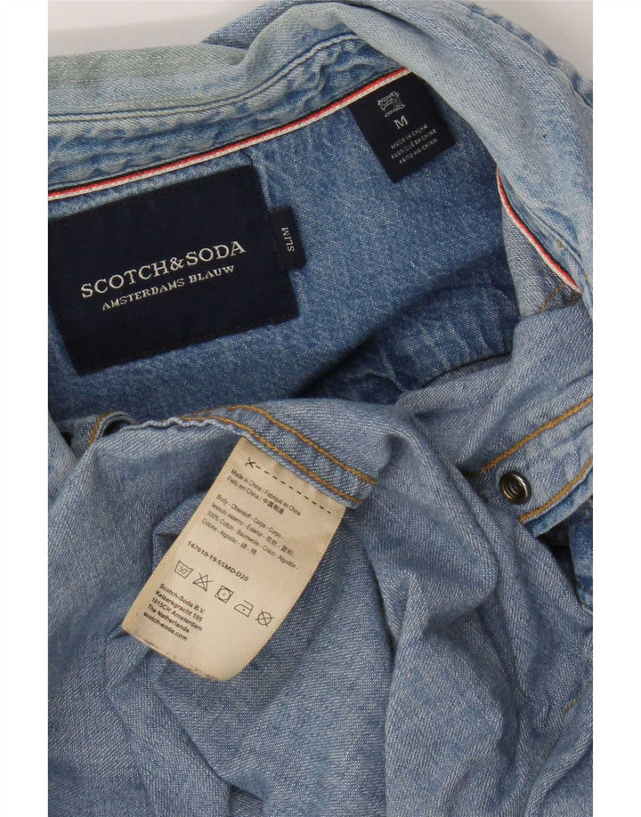 Cămașă din blugi pentru bărbați Scotch & Soda, bumbac albastru mediu