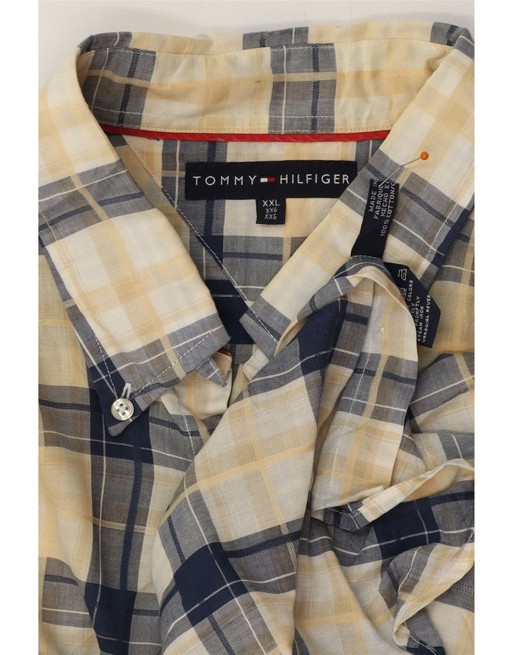 Cămașă cu mânecă scurtă pentru bărbați TOMMY HILFIGER 2XL, bumbac cu carouri bleumarin