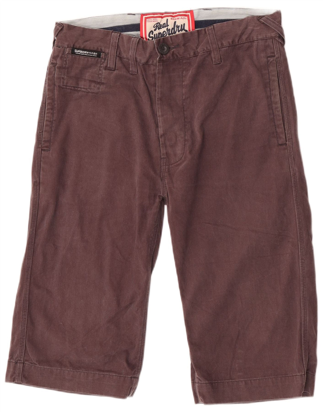 Pantaloni scurți chino Superdry pentru bărbați W30, bumbac maro mediu