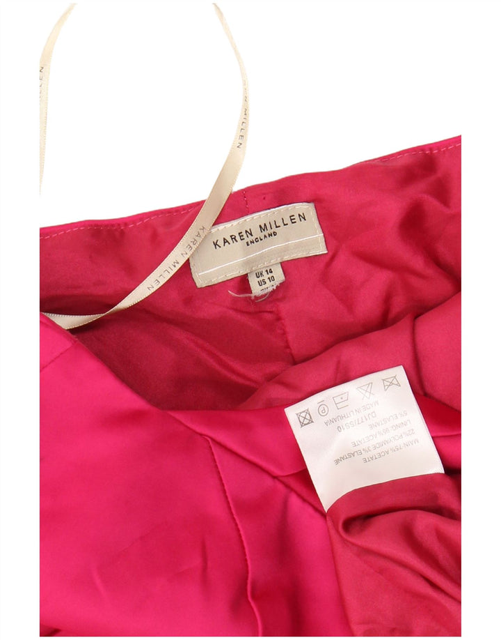 KAREN MILLEN Rochie Bodycon Halter pentru femei UK 14 Acetat mare roz