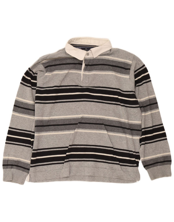 Tricou polo pentru bărbați Marks & Spencer Blue Harbour Rugby, mare, cu dungi gri