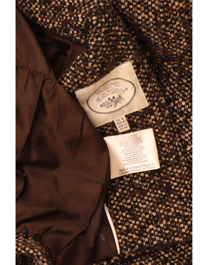 LAURA ASHLEY Palton pentru femei UK 16 Lână mare maro cu pete