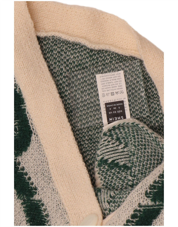 Pulover cardigan supradimensionat pentru femei Shein UK 10 Small Off White Geometric