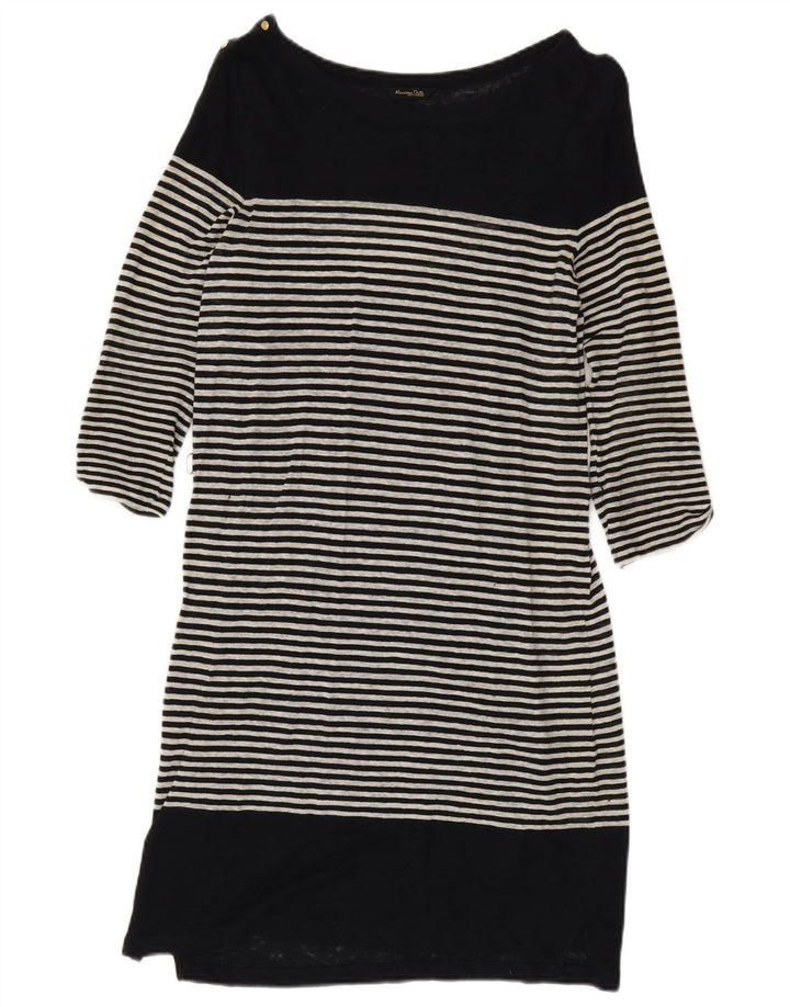 Massimo Dutti Rochie Schimbată pentru Femei cu mâneci 3/4 UK 10 Mic, Negru, în dungi