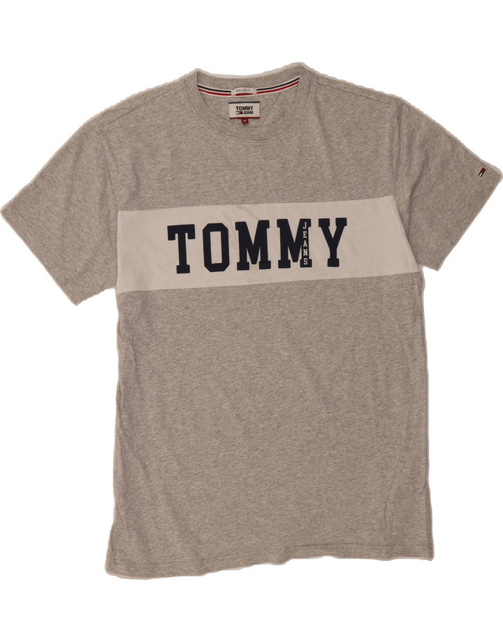 TOMMY HILFIGER Mens Regular Fit Graphic T-Shirt Top Medium Grey Cotton Vintage Tommy Hilfiger and Second-Hand Tommy Hilfiger from Messina Hembry 