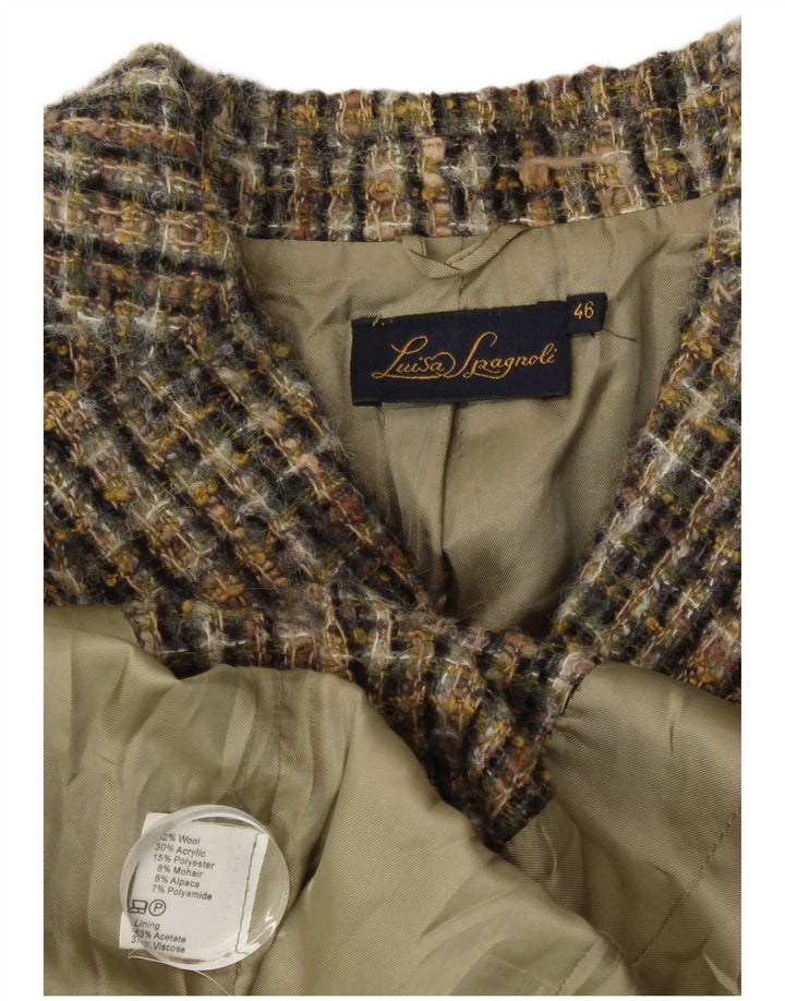 Jachetă pentru femei Luisa Spagnoli, cu 3 nasturi, IT 46 Lână mare cu carouri kaki