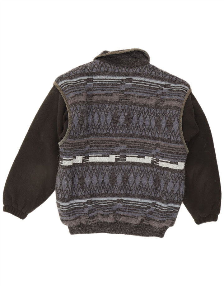 Jachetă Bomber tricotată pentru bărbați Berto Lucci UK 38 Medium Gri Geometric Poliacrilic