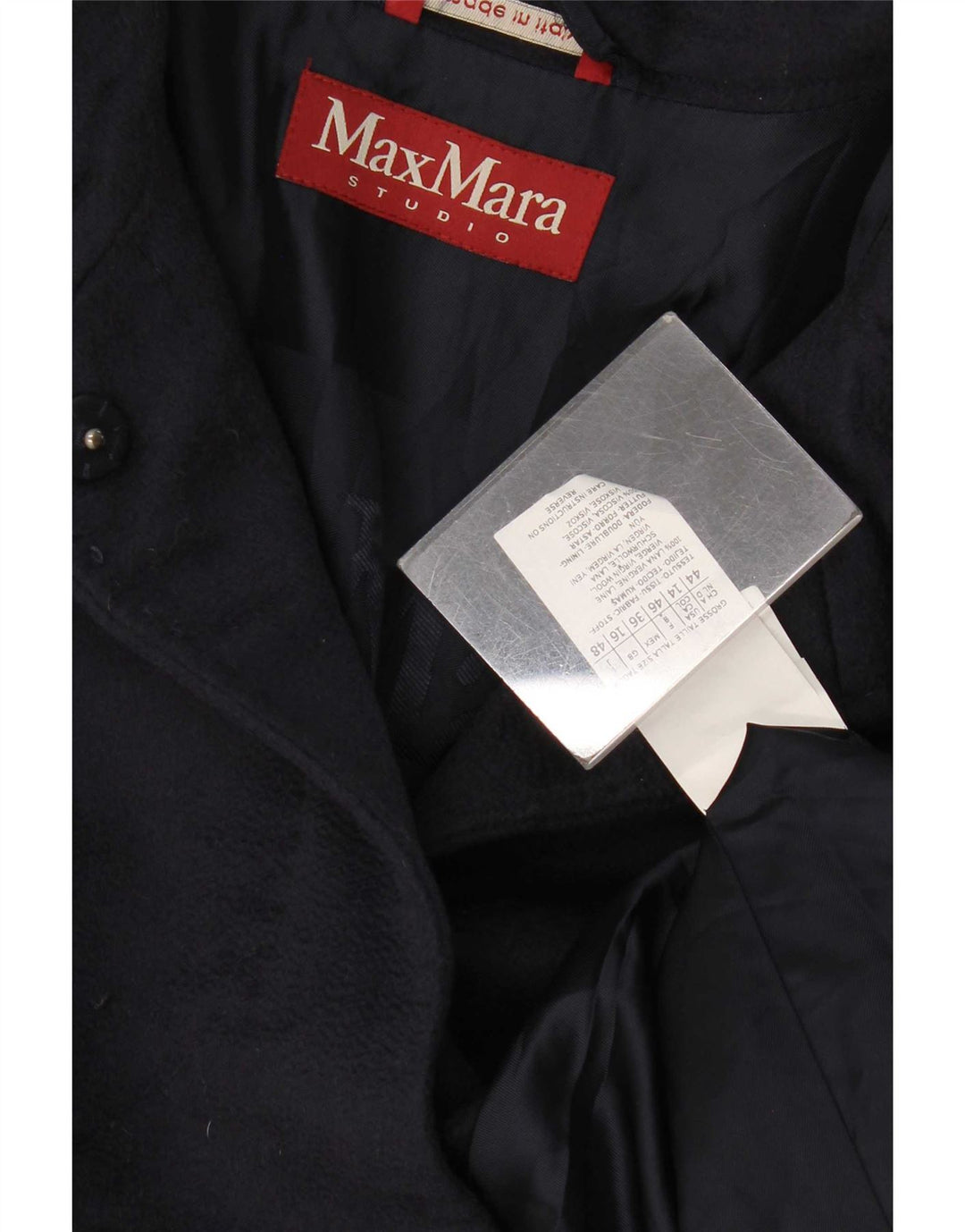 Pardesiu pentru femei Max Mara UK 16 mare din lână virgină bleumarin