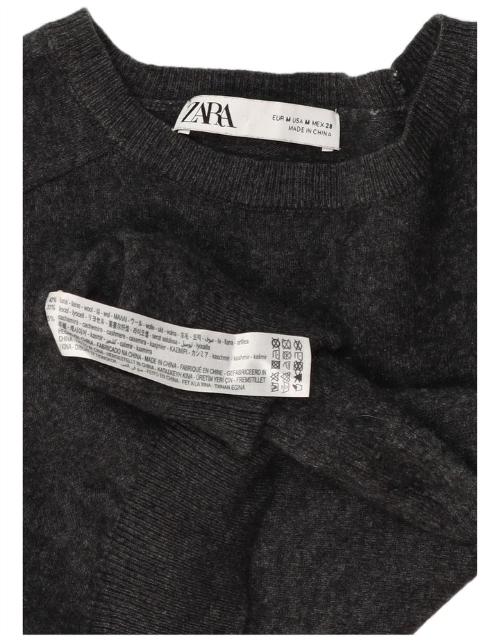 Pulover pentru femeie cu gât de barcă Zara UK 12 Lână gri mediu