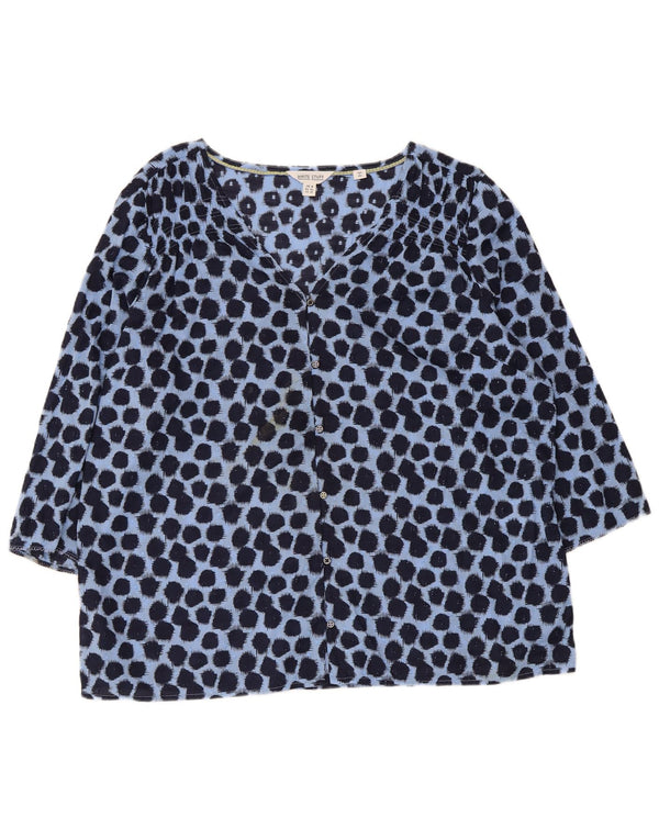 White Stuff Womens 3/4 Sleeve Loose Fit Shirt Blouse UK 18 XL Blue Spotted