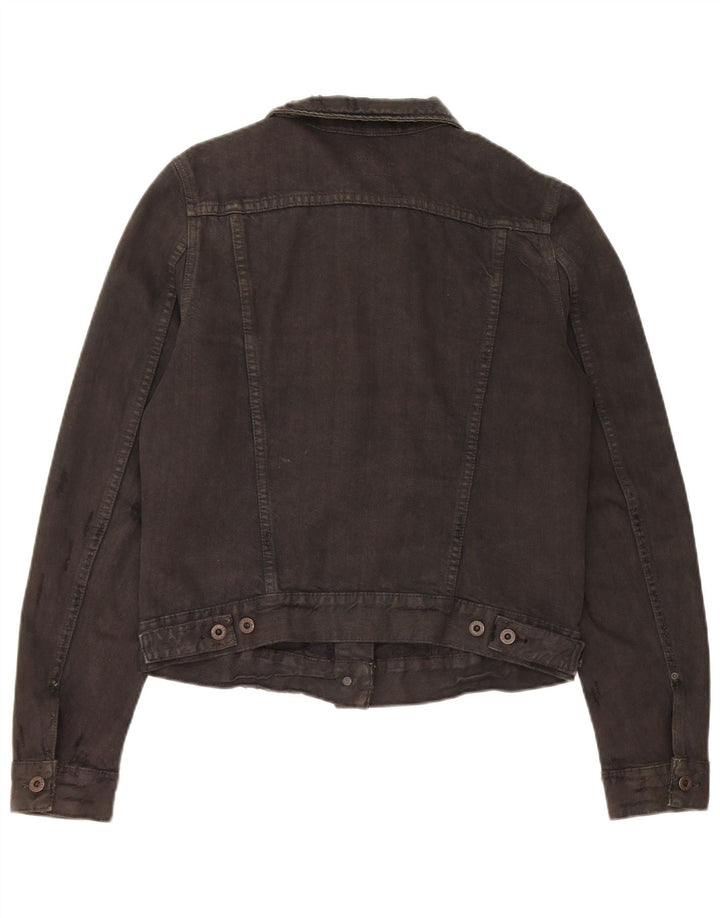 Jachetă de denim crop învechită Polo Ralph Lauren pentru femei UK 14 Medium Black