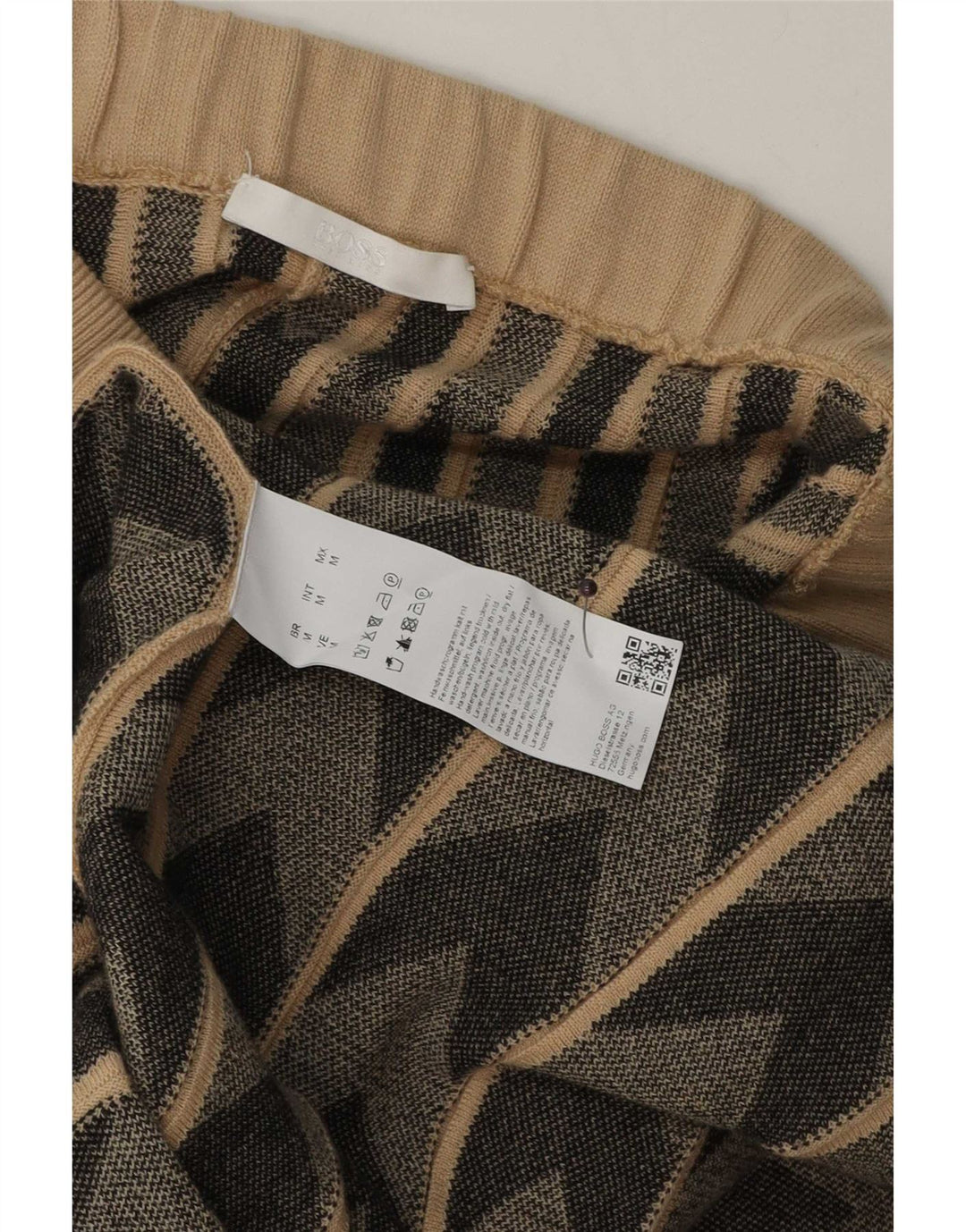 Fusta evazată tricotată pentru femei Hugo Boss Medium W30 Lână geometrică bej