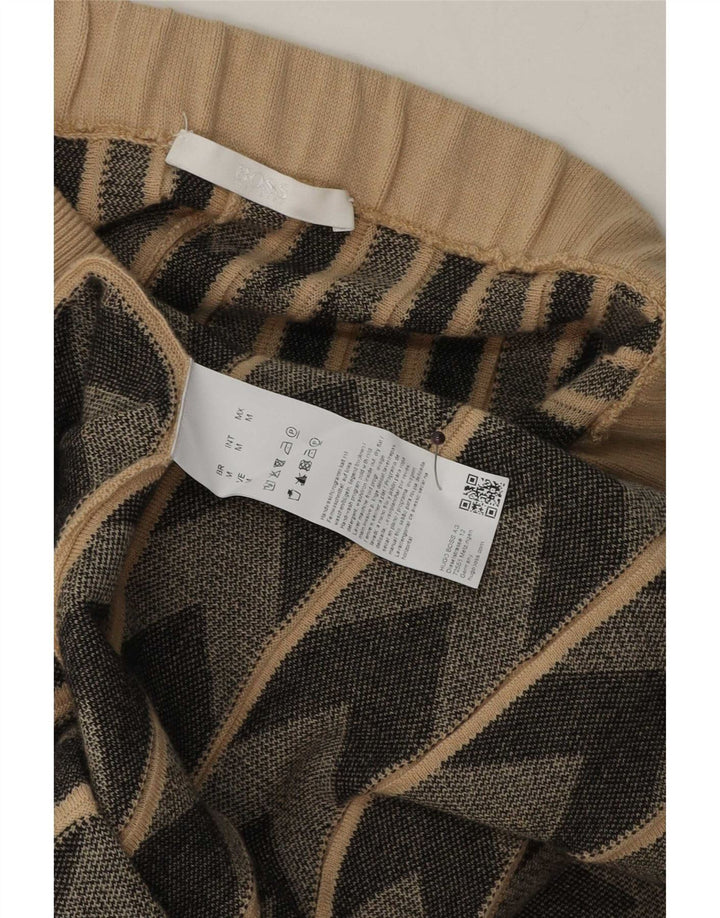 Fusta evazată tricotată pentru femei Hugo Boss Medium W30 Lână geometrică bej